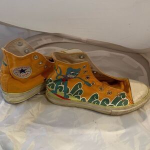 Converse Unisex Size 3 Orange Blue Cat High Top Sneakers